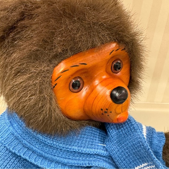 Vintage Robert Raikes Collectible Eric The Bear Wood Face And Feet - Picture 8 of 16